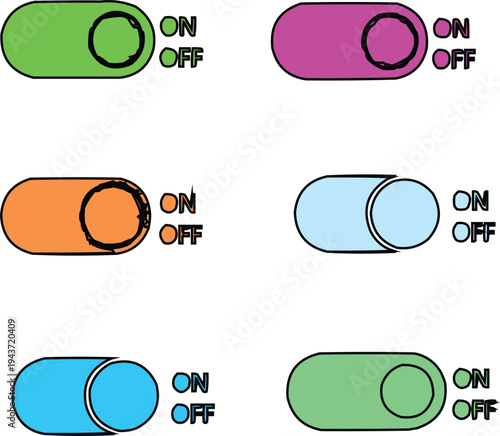  described features six toggle switches arranged in three rows, each with "ON" and "OFF" labels. 