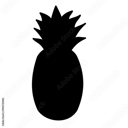 pineapple fruit silhouette black color isolated on white background.eps