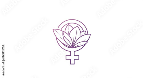 Female empowerment symbol with flower and gender equality sign representing feminism and women's rights in a minimalist style