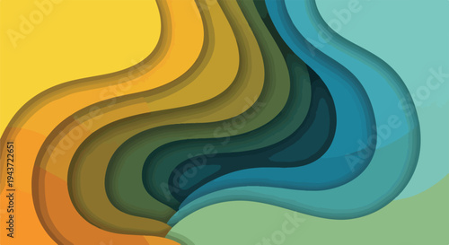 Colorful, layered, abstract art with gradients and rounded shapes