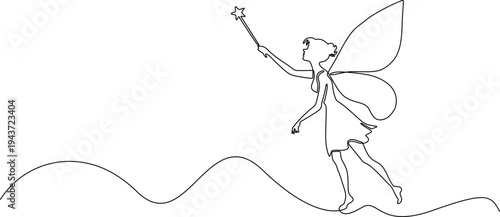 WebMinimalist Single Line Fairy Illustration
