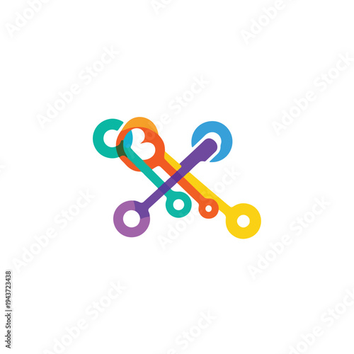 Colorful overlapping shapes with circular ends forming a design