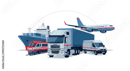 Various Transportation Modes Air Land Sea.