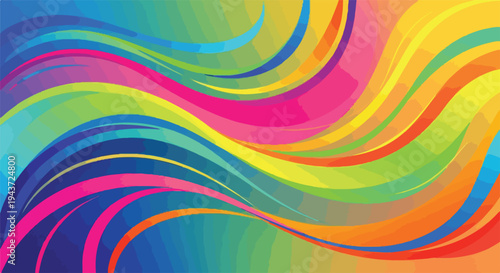 Colorful, wavy abstract background with flowing, layered shapes in vibrant hues