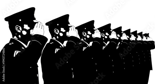 Uniformed Men Standing in Formation.