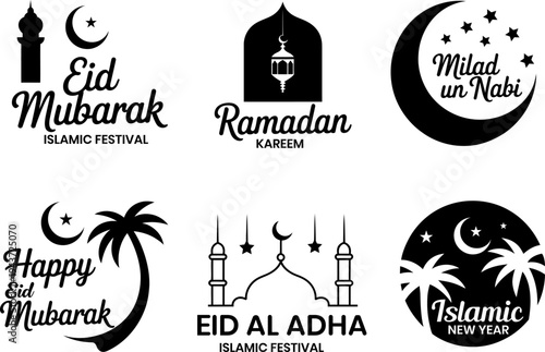 Islamic Festival Badge Collection  Vector Icons