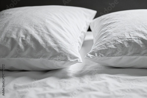 a close up of a bed with white sheets and pillows