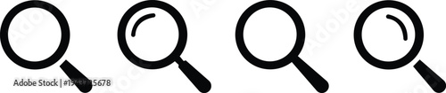 Magnifying glass icon set in various styles and weights .Magnifying glass icon. Search symbol. Magnifier or loupe sign flat style - stock vector. isolated on trans parent background