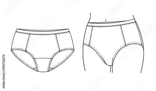 A minimalist line art illustration of women's underwear in a simple and elegant design style
