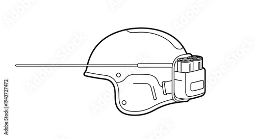 Military Helmet with Antenna and Device Mount - Tactical Gear Illustration