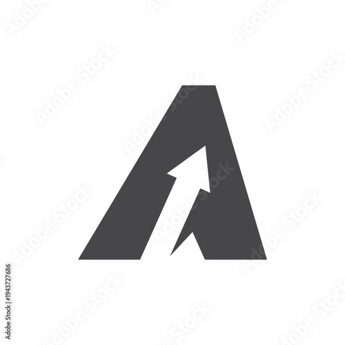 Growth Arrow Inside Letter A Icon