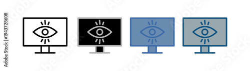 
visibility icon set multiple style collection with computer and eye design
