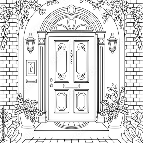 “Simple architectural archway icon collection in black outline style, gothic arch entrance, islamic style arch and classical round arch with pillars.”