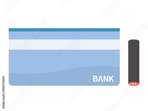 Japanese Bank Passbook and Personal Seal Icon: Vector Illustration of Savings Book and Hanko Stamp for Banking and Finance Services
