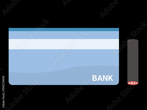 Banking Passbook and Official Seal Symbol on Black Background: Vector Illustration of Financial Documents for Dark Mode Apps and Wealth Management