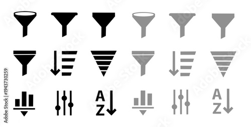 Filter icon set. Vector illustration of filter icon set