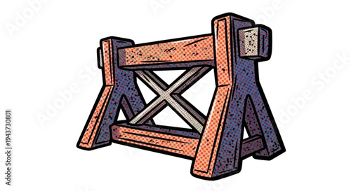Wooden anti-tank barrier illustration with sturdy construction  