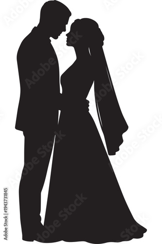 Silhouette of a couple sharing an intimate moment in formal attire