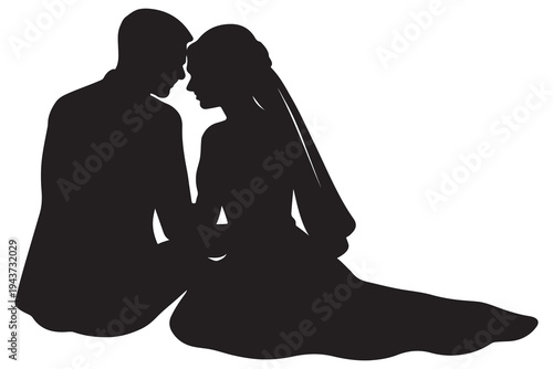 Intimate moment between a couple sitting closely together in silhouette