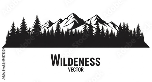 Wilderness Vector Mountain Landscape Illustration.