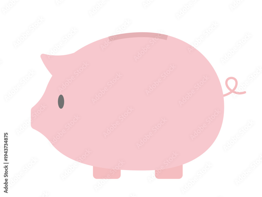 Fototapeta premium Pink Piggy Bank Icon: Flat Design Vector Illustration of Money Box for Savings, Investment, Personal Finance, and Budgeting Goals