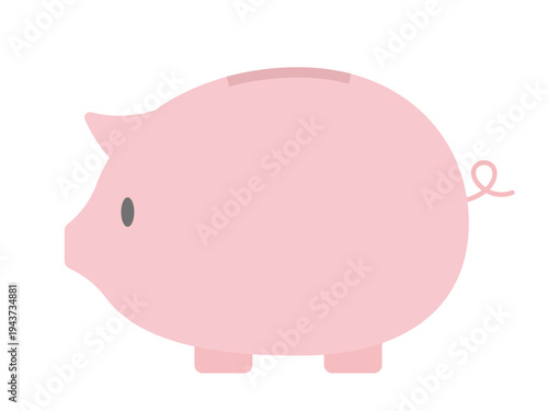 Pink Piggy Bank Icon: Flat Design Vector Illustration of Money Box for Savings, Investment, Personal Finance, and Budgeting Goals