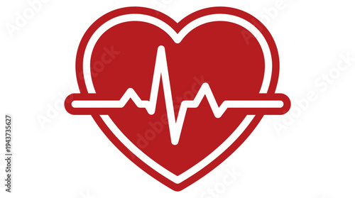 Red heart icon with white EKG heartbeat pulse line graphic