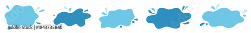 Simple splashes and puddles in blue tones. Frame puddle water illustration for kids graphics, banners and fun layouts.