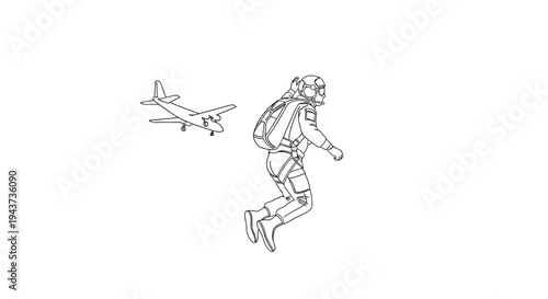 Skydiver Jumps From Airplane Mid-Flight, Extreme Sports Adventure