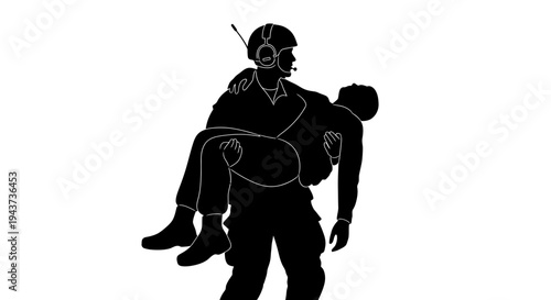 Soldier carrying injured comrade, military rescue, teamwork, support, aid, help, evacuation