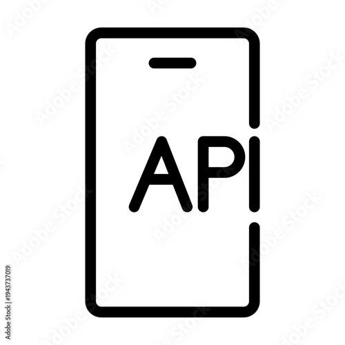 Smartphone with API label representing mobile application integration with backend services.