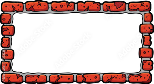 Decorative rectangular frame with a rough brick texture and a grey background, perfect for adding a unique border to designs