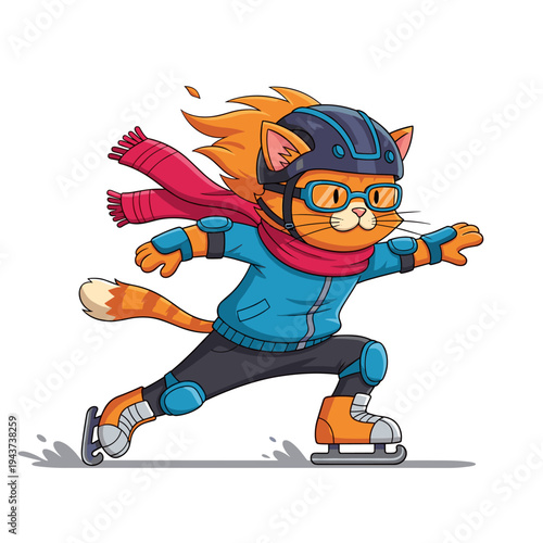Cute cartoon snowboarder boy riding a snowboard and also balancing on a skateboard in a fun winter sports vector illustration with a smiling character wearing a helmet