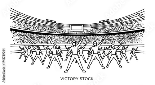 Sports Team Celebrating Victory in Stadium