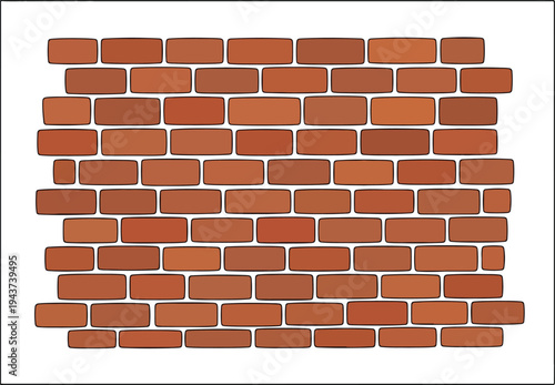 Detailed illustration of a classic red brick wall pattern with slight imperfections and mortar lines