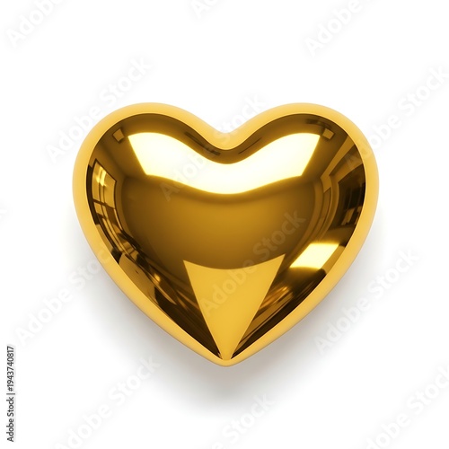 A shiny gold heart on a white background