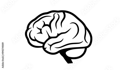 A simple black and white illustration of a human brain