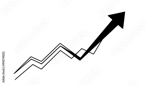 A minimalist vector graphic of an upward trending arrow chart