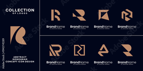 Set of letter R minimal logo icon design inspiration.