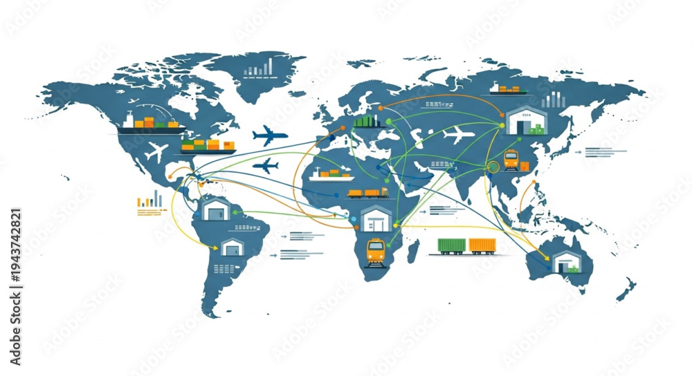 Obraz premium World Map with Country Flags.