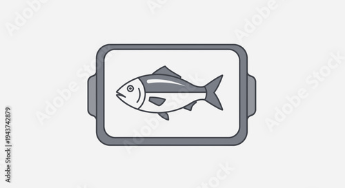 Simple illustration of a raw fish on a cooking tray