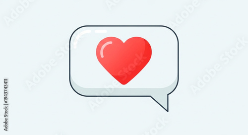 Red Heart Icon Inside Speech Bubble Illustration.
