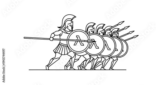 Ancient Greek Hoplites in Phalanx Formation