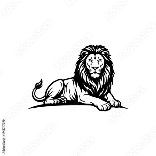 Lion Silhouette: Magnificent Big Cat in a Striking Vector Art Depiction, Ideal for Creative Projects - Minimallest lion black vector Silhouette