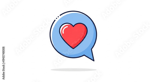 Heart Icon Inside Speech Bubble Illustration.
