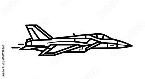 F-14 Tomcat Fighter Jet Icon, Military Aircraft Silhouette, Vector Art