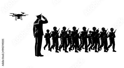 Military Drone Oversees Soldier Parade: Modern Warfare and Tradition