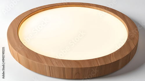 Elemento 3d redondo de madeira isolado com luzes