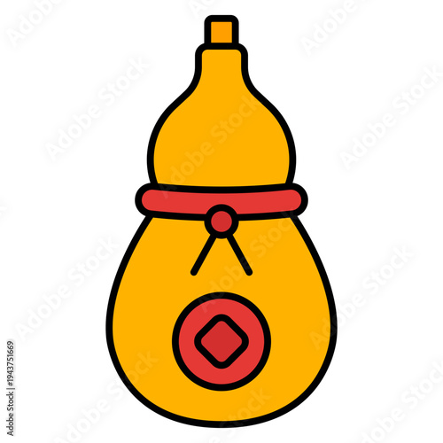 Calabash Filled Line icon. Lucky gourd symbol. Asian tradition and prosperity charm Filled Line icon