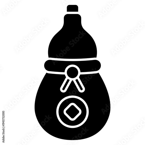 Calabash glyph icon. Lucky gourd symbol. Asian tradition and prosperity charm glyph icon